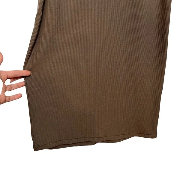 Skims Soft Lounge Amethyst Taupe Ribbed Mock Neck Long Sleeve Maxi Dress SZ S - Picture 5 of 13